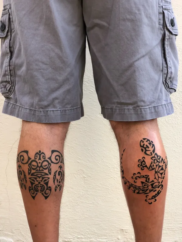 Real community tattoo placement: Adam - calf tattoos
