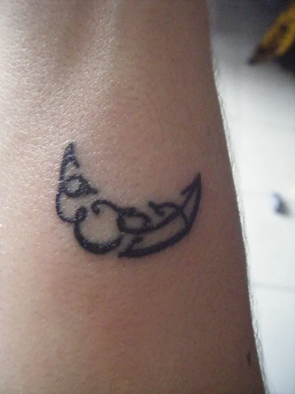 Real community tattoo placement: Adriana - E+A moon slice