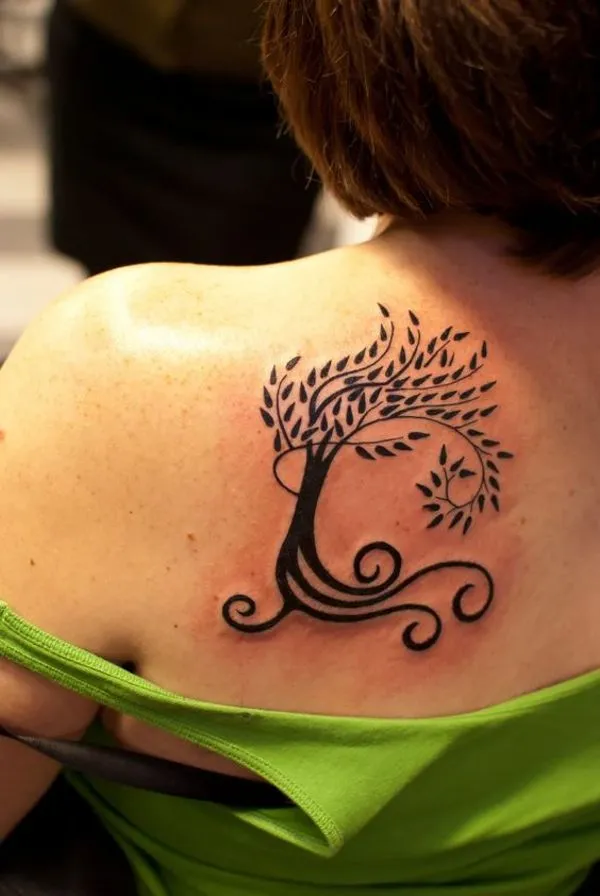 Real community tattoo placement: Alanna - Spiraling-tree