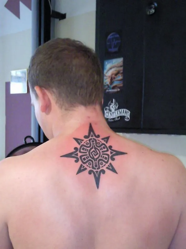 Real community tattoo placement: Alisdair - Aztec star
