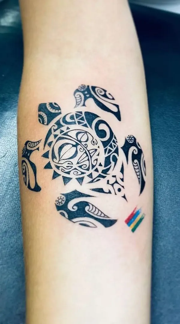 Real community tattoo placement: Allan - sunmoon turtle