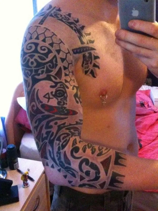 Real community tattoo placement: Anthony - Polynesian sleeve