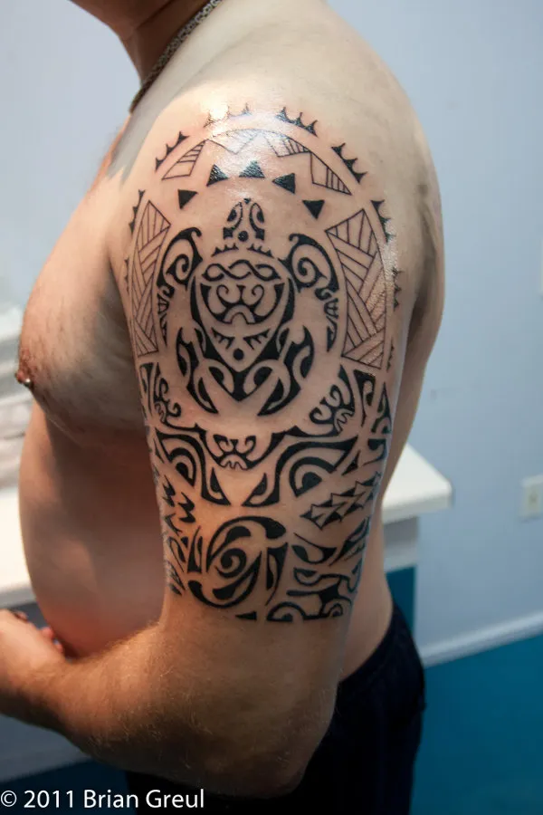 Real community tattoo placement: Brian - Life half sleeve