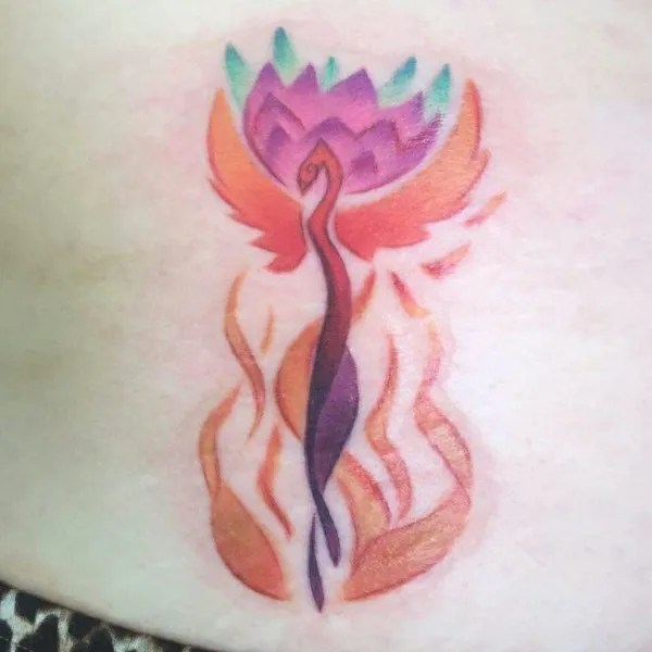 Real community tattoo placement: Caroline - phoenix lotus