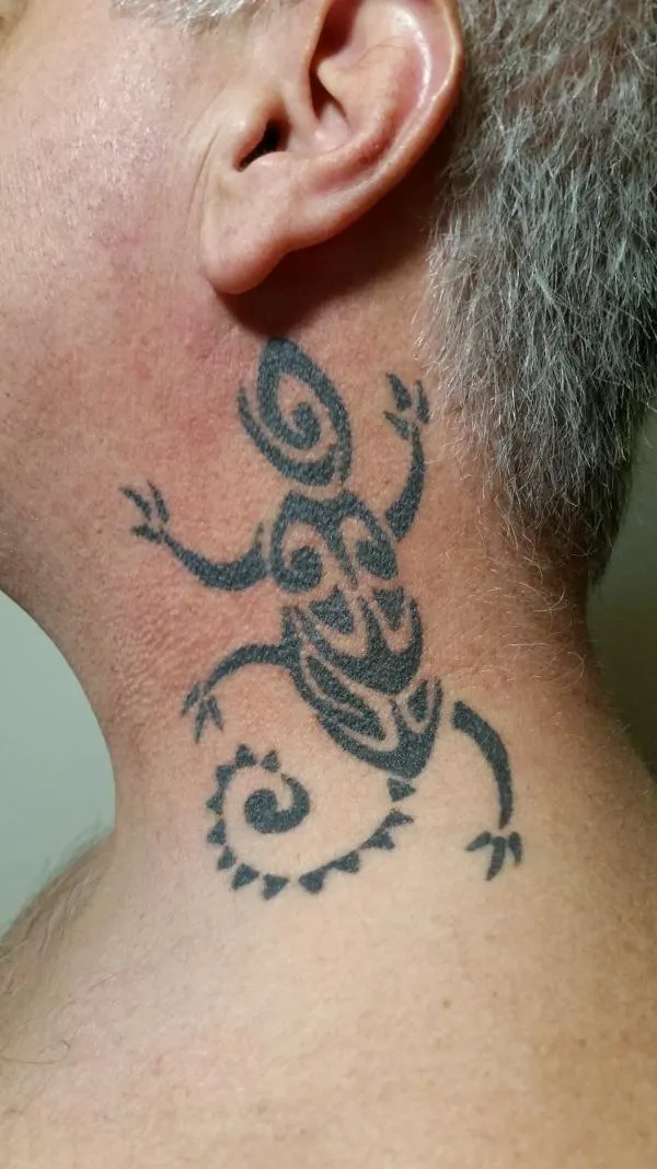 Real community tattoo placement: Charles - Small gecko
