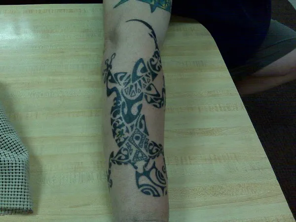 Real community tattoo placement: Dan - Polynesian gecko