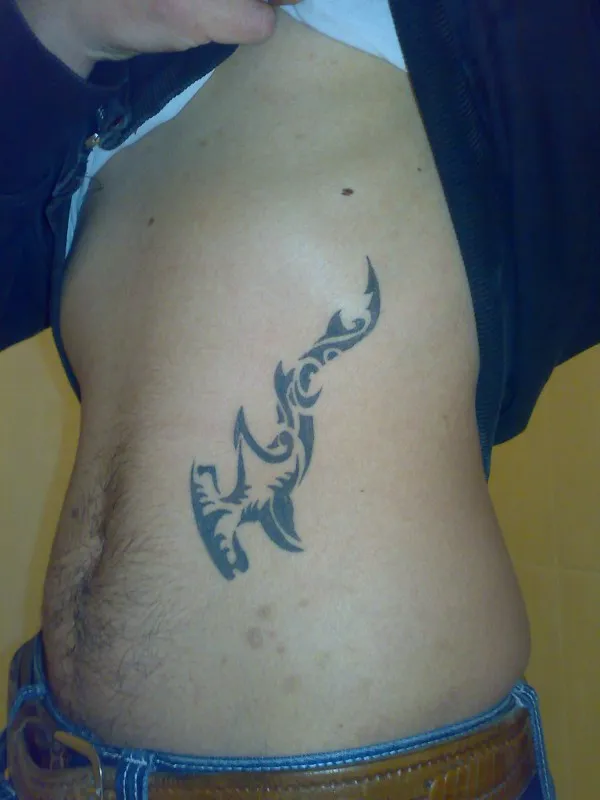 Real community tattoo placement: Daniel - Hammerhead shark