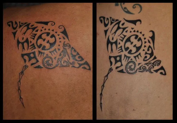 Real community tattoo placement: David - Coupled mantas