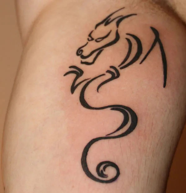 Real community tattoo placement: David - Stylized dragon