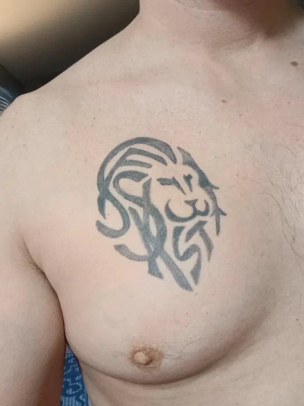 Real community tattoo placement: Dustin - SF+SK+ST lion