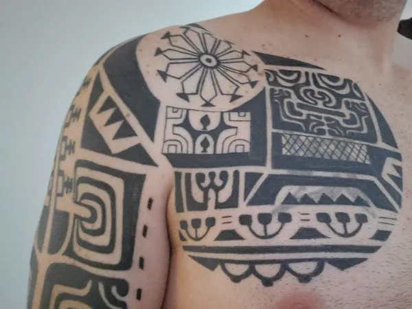 Real community tattoo placement: Eduardo - Marquesan coverup