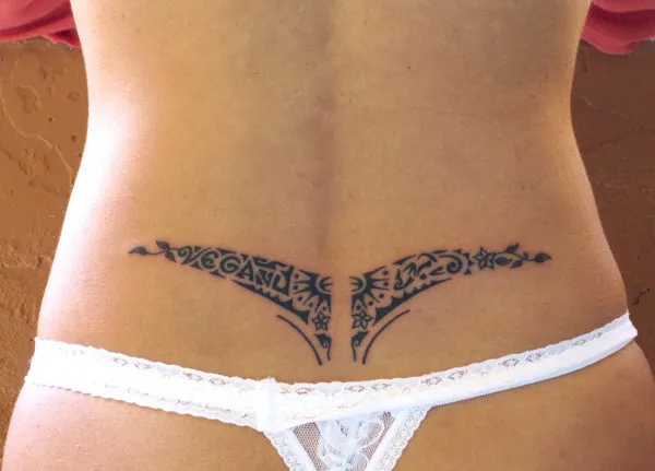 Real community tattoo placement: Elizabeth - Vegan lowerback