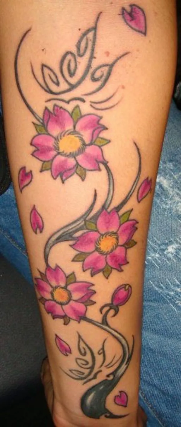 Real community tattoo placement: Francesca - Butterfly cherry blossoms