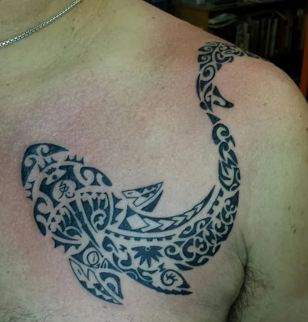 Real community tattoo placement: George - Warrior shark
