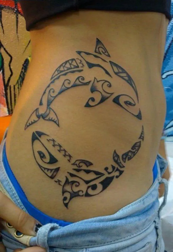 Real community tattoo placement: Guest - dolphin & shark