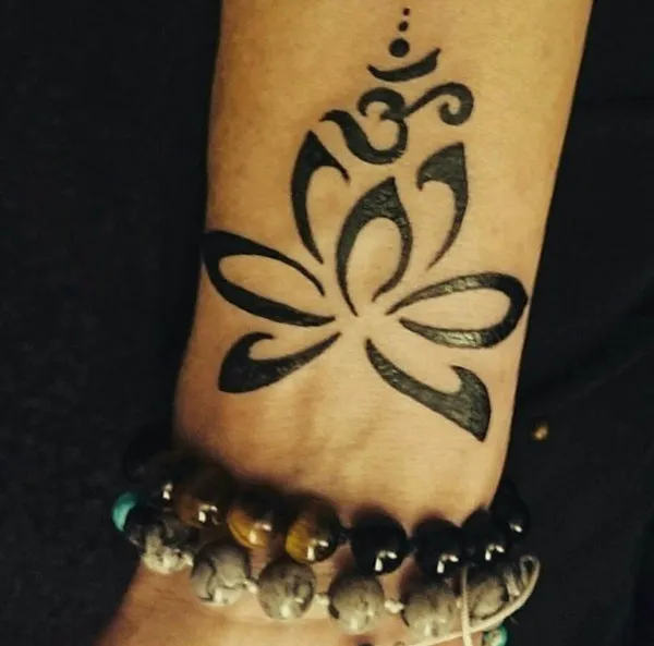 Real community tattoo placement: Guest - lotus aum
