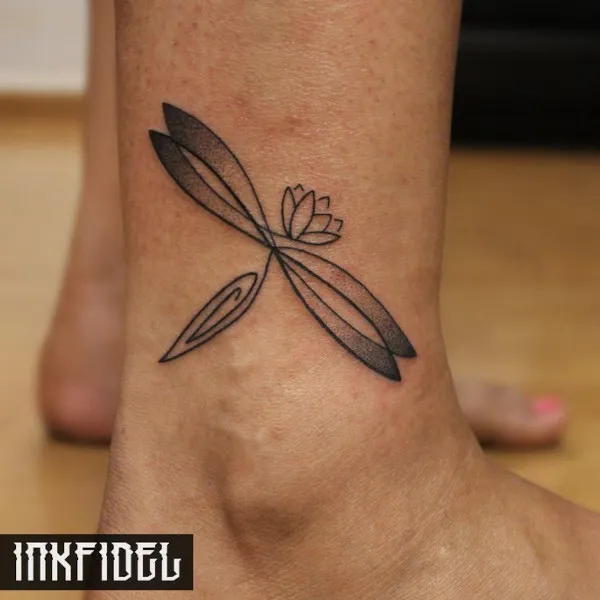 Real community tattoo placement: Inkfidel - dragonfly lotus