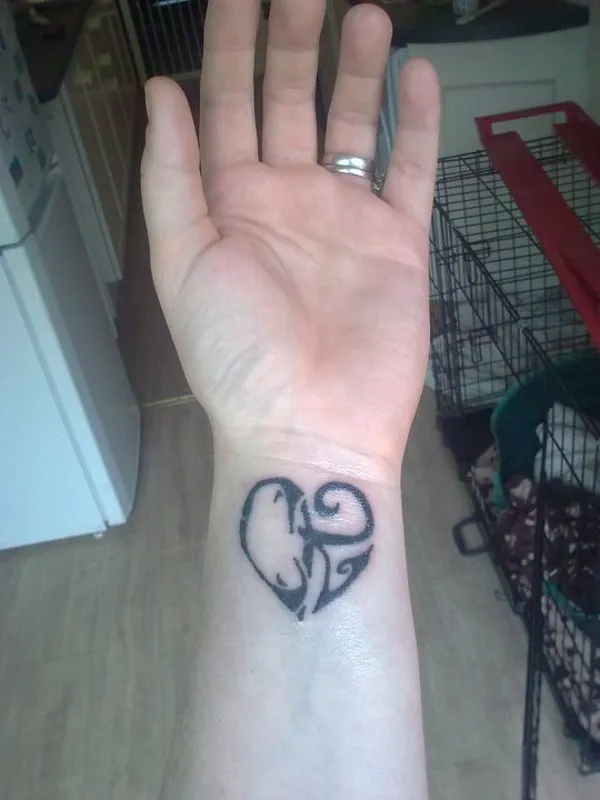 Real community tattoo placement: Kate - C+K heart