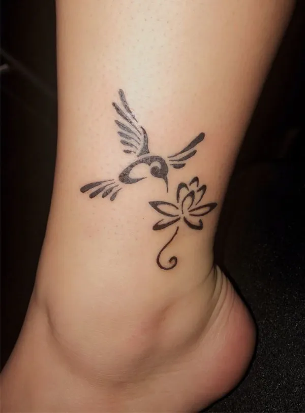 Real community tattoo placement: Kayla - hummingbird lotus