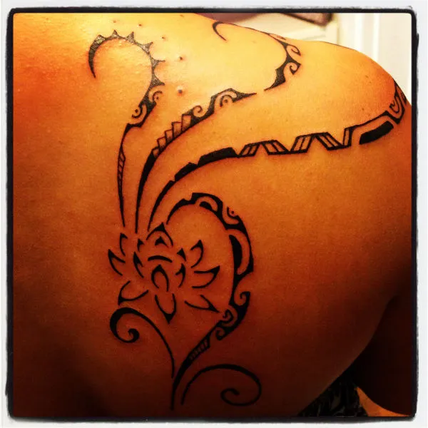 Real community tattoo placement: Kendra - lotus flower