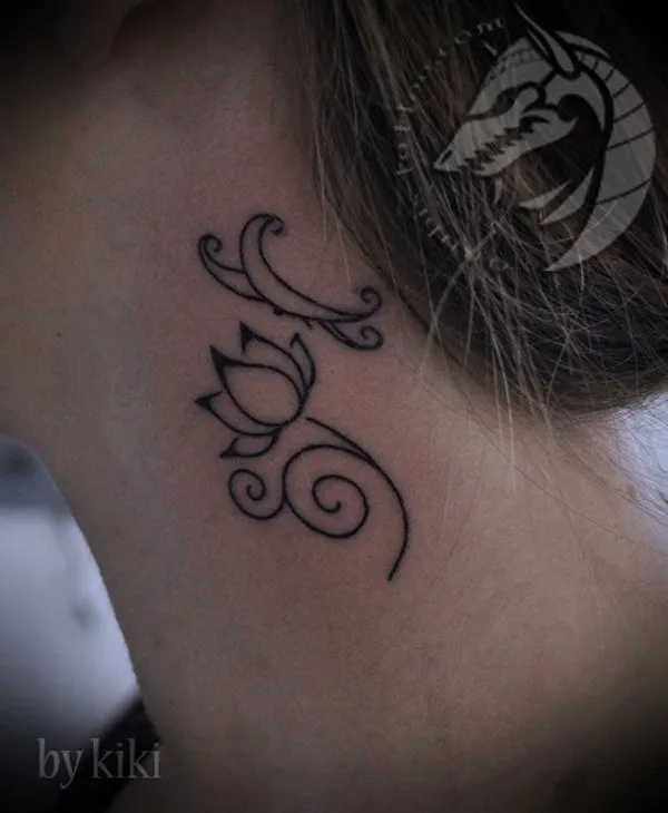 Real community tattoo placement: Kristina - Lotus and butterfly