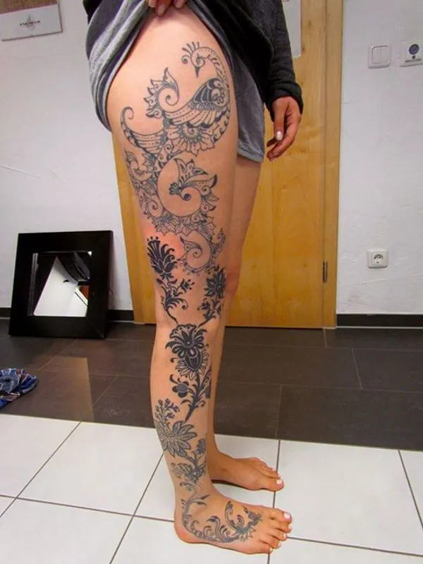 Real community tattoo placement: Lard Yao - Mehndi peacock