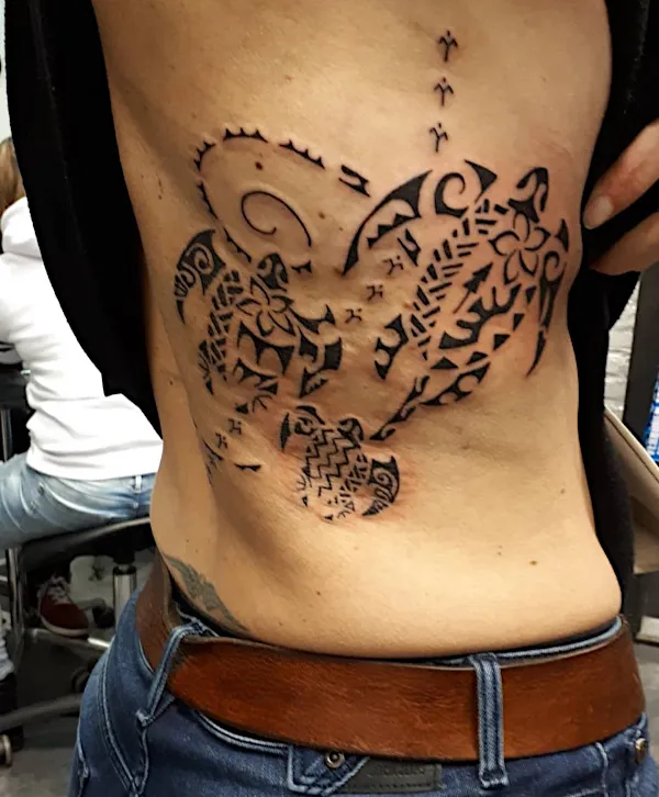 Real community tattoo placement: Lorette - Honu e toru