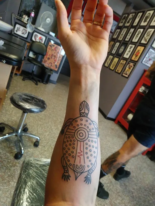 Real community tattoo placement: Luca - Aboriginal turtle