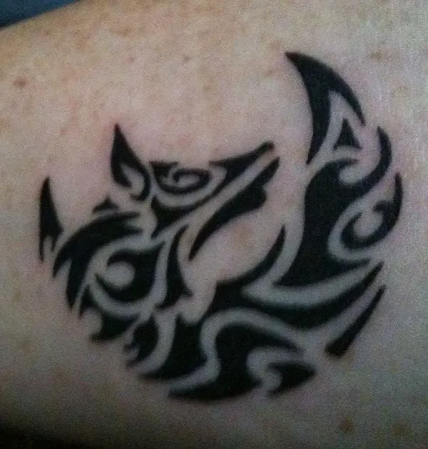 Real community tattoo placement: Michelle - Wolf moon