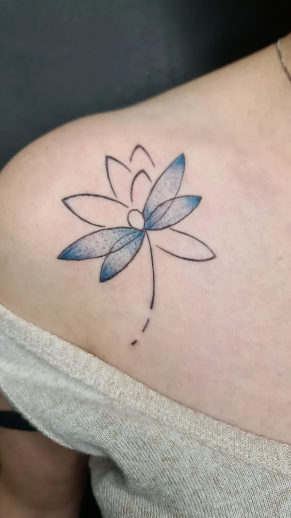 Real community tattoo placement: Milana - Dragonfly lotus