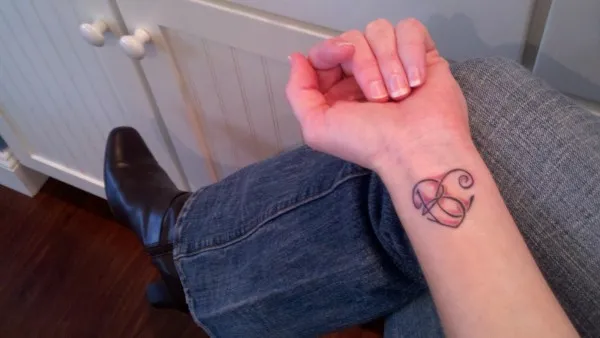 Real community tattoo placement: Myndi - B+C heart
