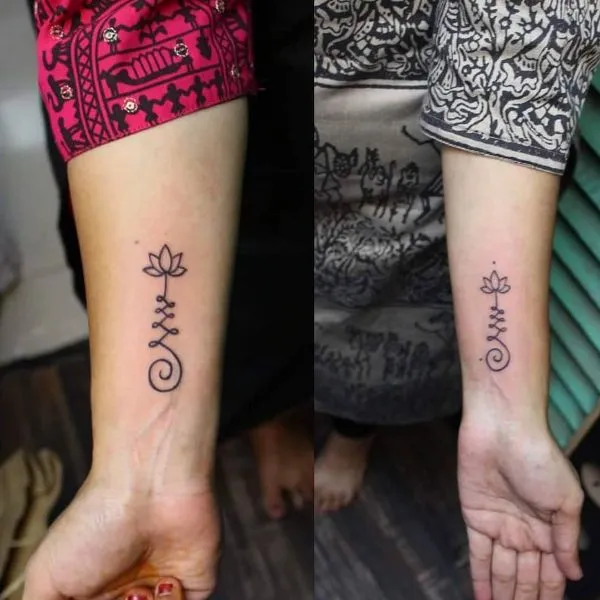 Real community tattoo placement: RVInk - Unalome lotus