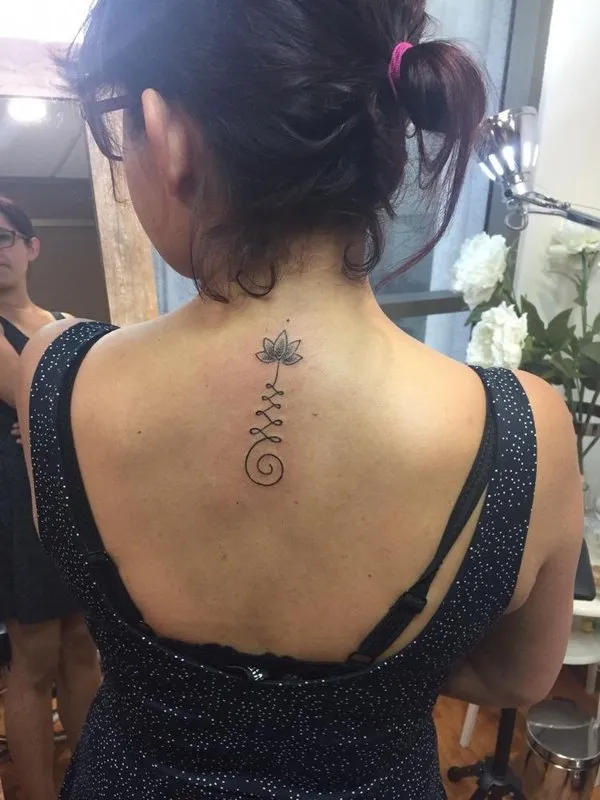 Real community tattoo placement: Rocio - Unalome lotus