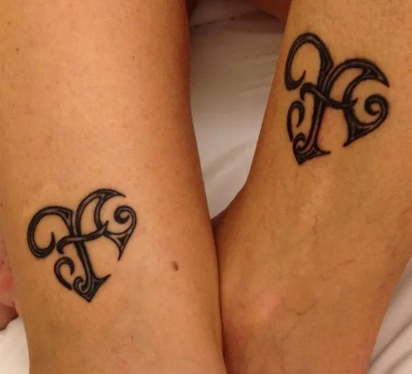 Real community tattoo placement: Sara - F+A heart