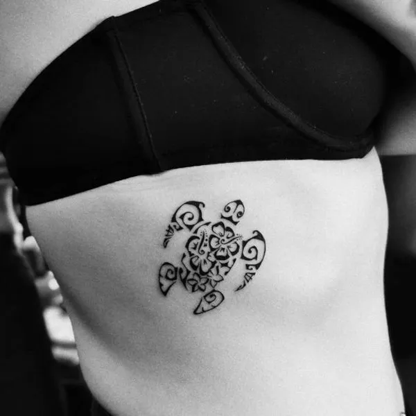 Real community tattoo placement: Serena - Flowers turtle
