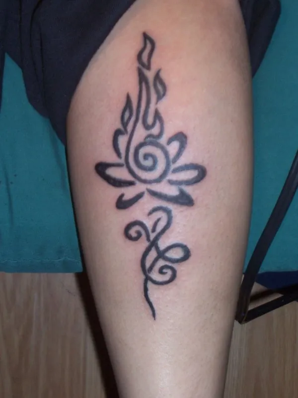 Real community tattoo placement: Shannon - Lotus on fire