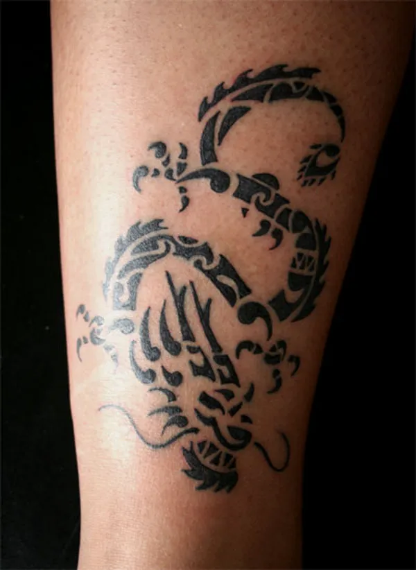 Real community tattoo placement: Shivani - Polynesian dragon
