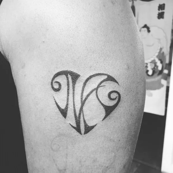 Real community tattoo placement: Stephen - N+A heart