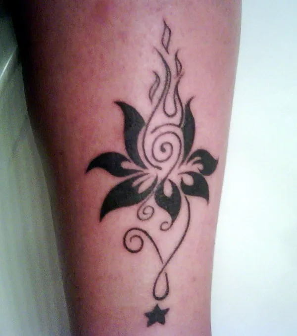 Real community tattoo placement: Valentina - Lotus on fire