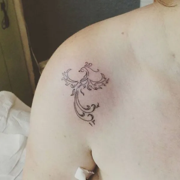 Real community tattoo placement: Vanessa - Phoenix rebirth
