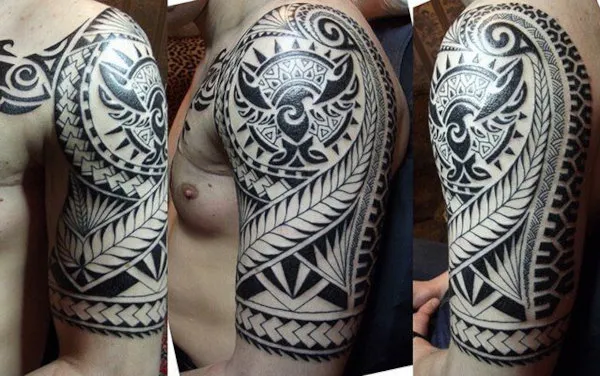Real community tattoo placement: Vazir - Sun & eagle
