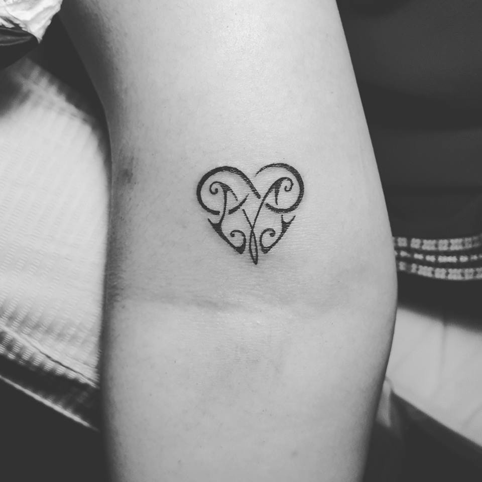 Small M + infinity heart tattoo photo: inked placement real user tattoo photo