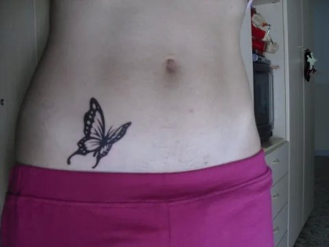 Alessandra - Butterfly: real inked placement tattoo photo thumbnail