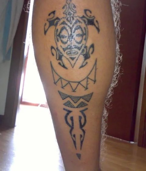 Alessandro - Polybesian style: real inked placement tattoo photo thumbnail