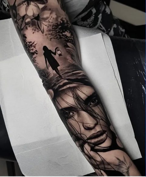 Benny - Full sleeve: real inked placement tattoo photo thumbnail