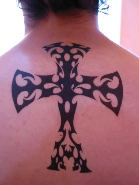 Boo Gee - Tribal cross: real inked placement tattoo photo thumbnail