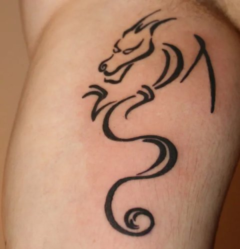 David - Stylized dragon: real inked placement tattoo photo thumbnail