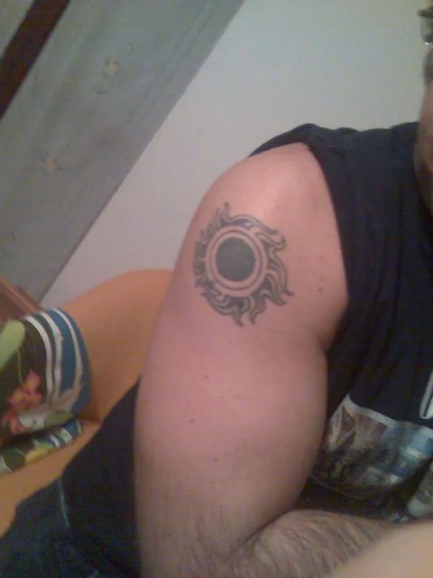 Delio - Sole tribale: real inked placement tattoo photo thumbnail