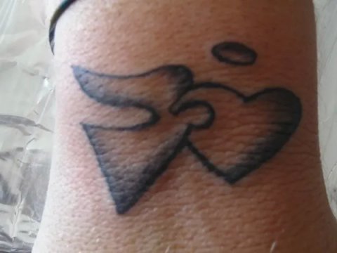 Domenica - Angel and heart: real inked placement tattoo photo thumbnail
