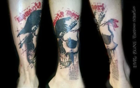 Evilzone - Graphic Skull: real inked placement tattoo photo thumbnail